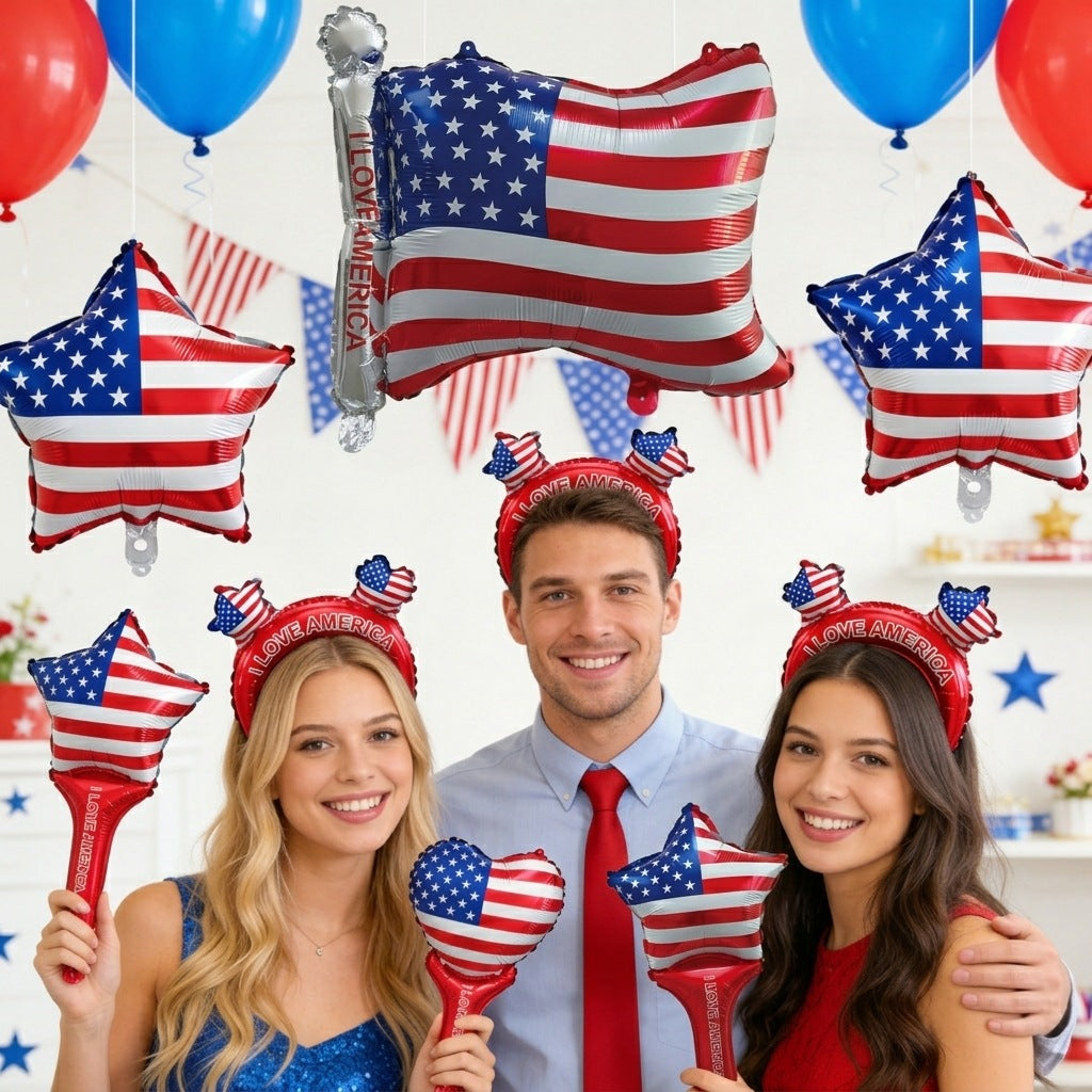 Unisex non-patriotic inflatable hairband with star ear bubbles and the inscription Bowlift
