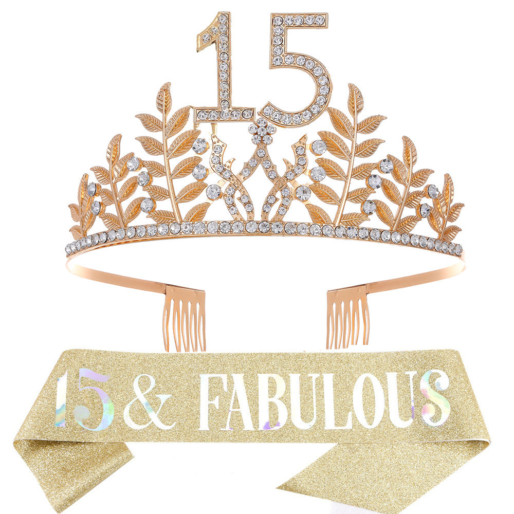 Women's Glamorous Birthday Crown with Shining Rhinestones Bowlift