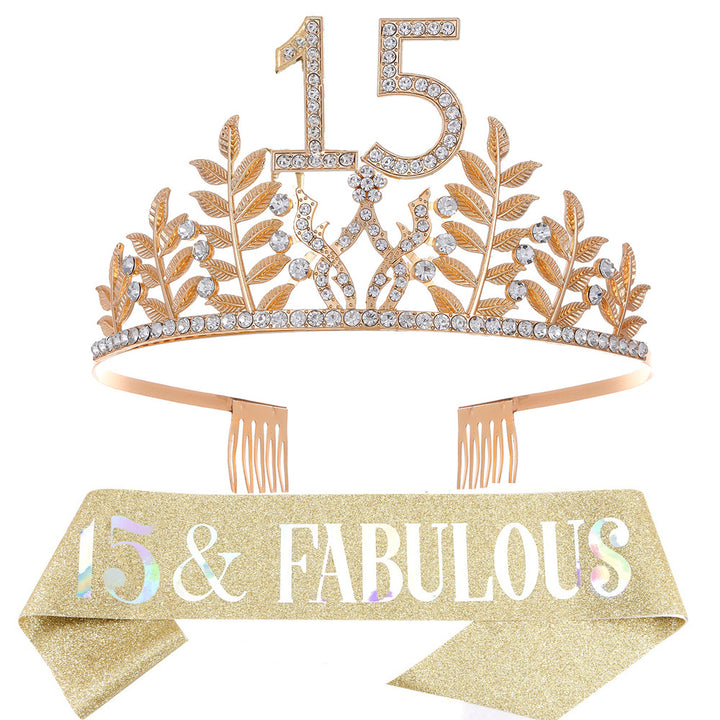Women's Glamorous Birthday Crown with Shining Rhinestones Bowlift