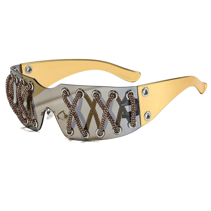 Women futuristic design sunglasses with unique decor Bowlift
