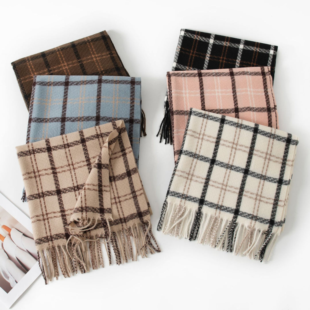 Women Checked Wool Coat Bowlift