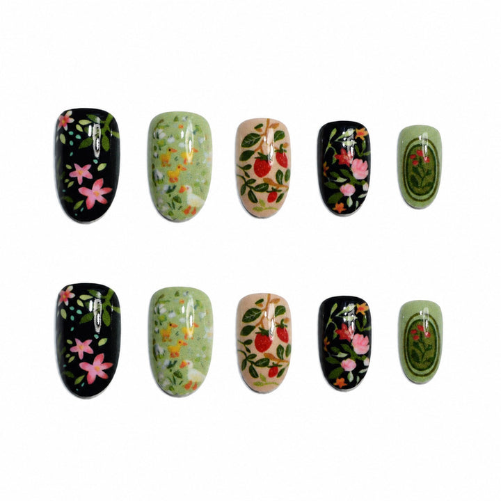 Artificial nails with floral design Bowlift