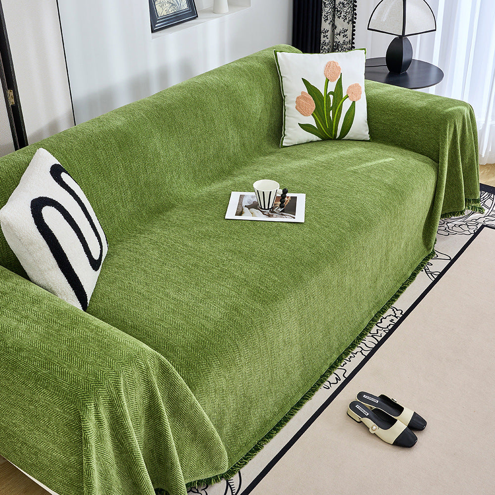 Textured Herringbone Pattern Sofa Throw Blanket