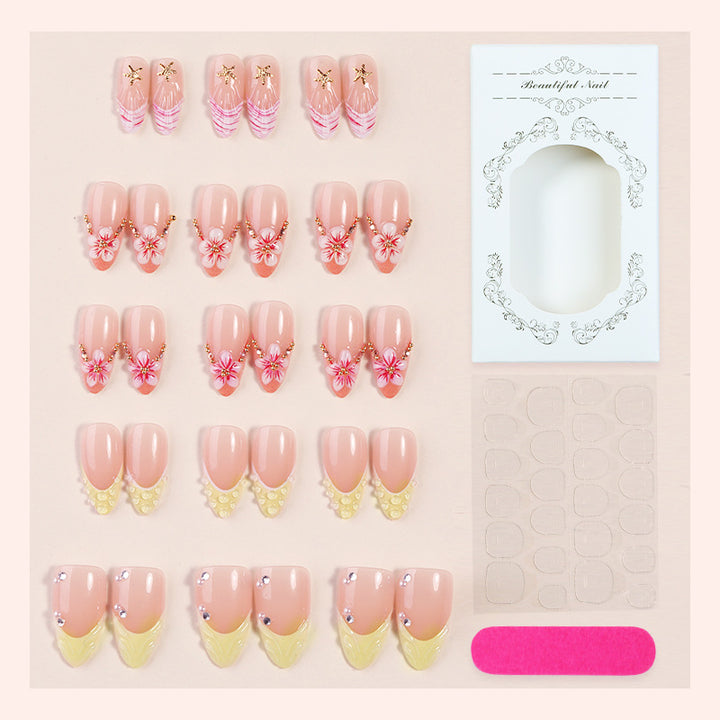 Stunning Floral Design Press-On Nail Set Bowlift