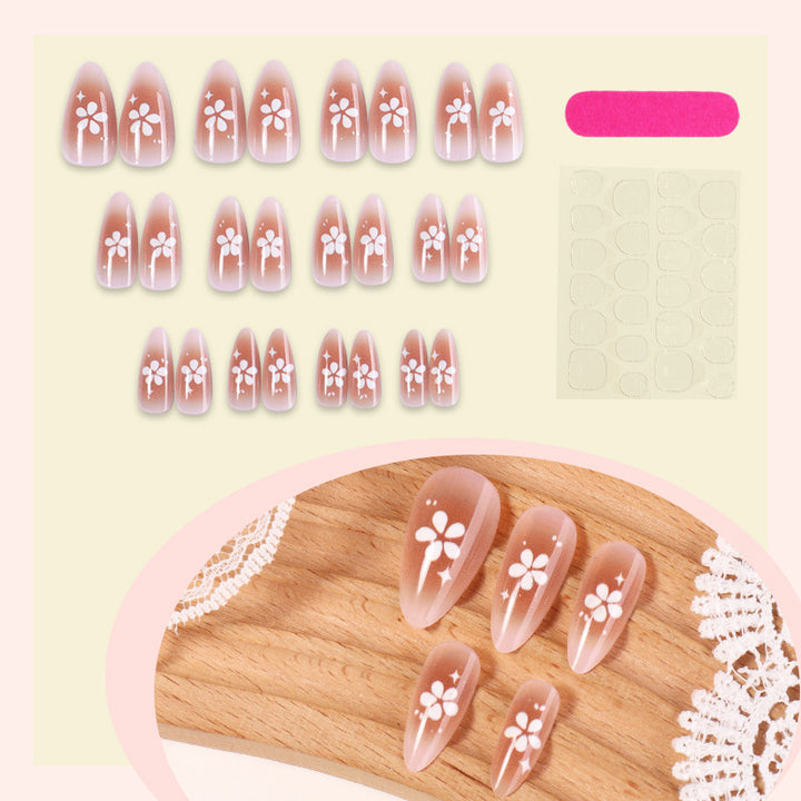 Press-On Nail Art Set with Floral Design Bowlift
