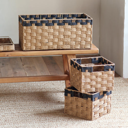 Square storage basket made of natural material Bowlift