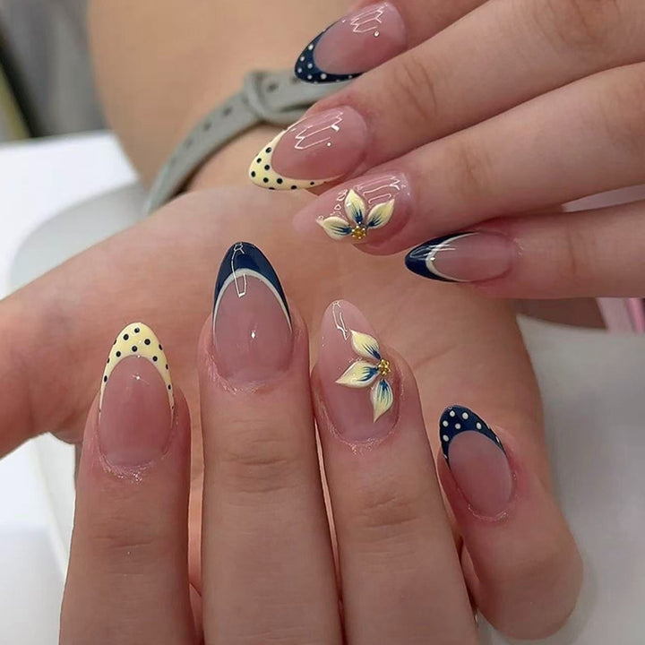 Artful nail tips with floral accent Bowlift