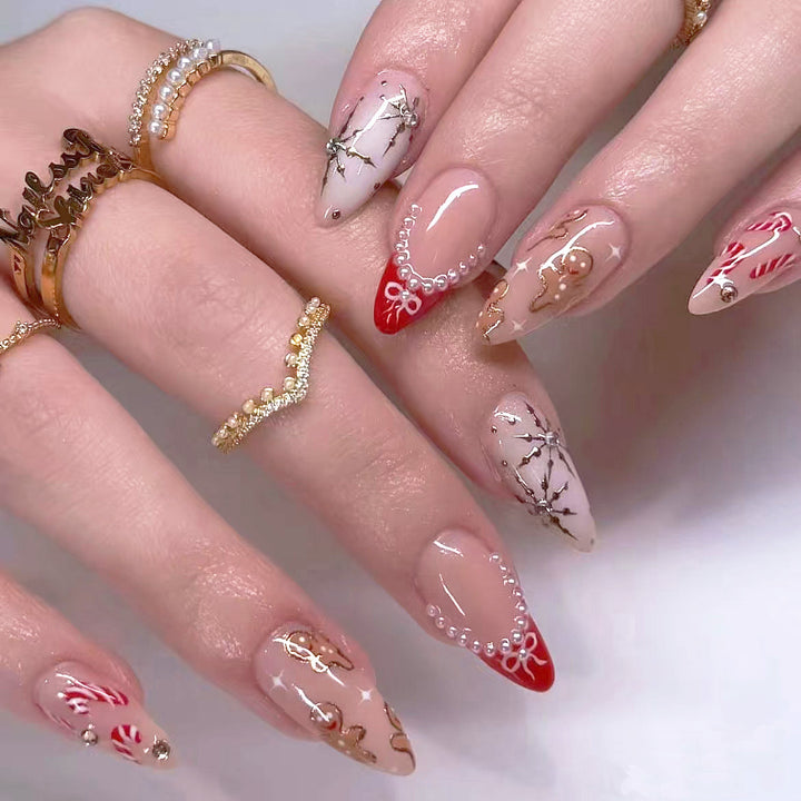 Acrylic nail set with glamorous golden accents Bowlift