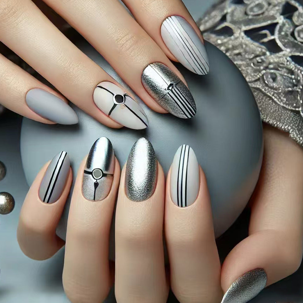 Stylish Graphic Press-On Nails Bowlift