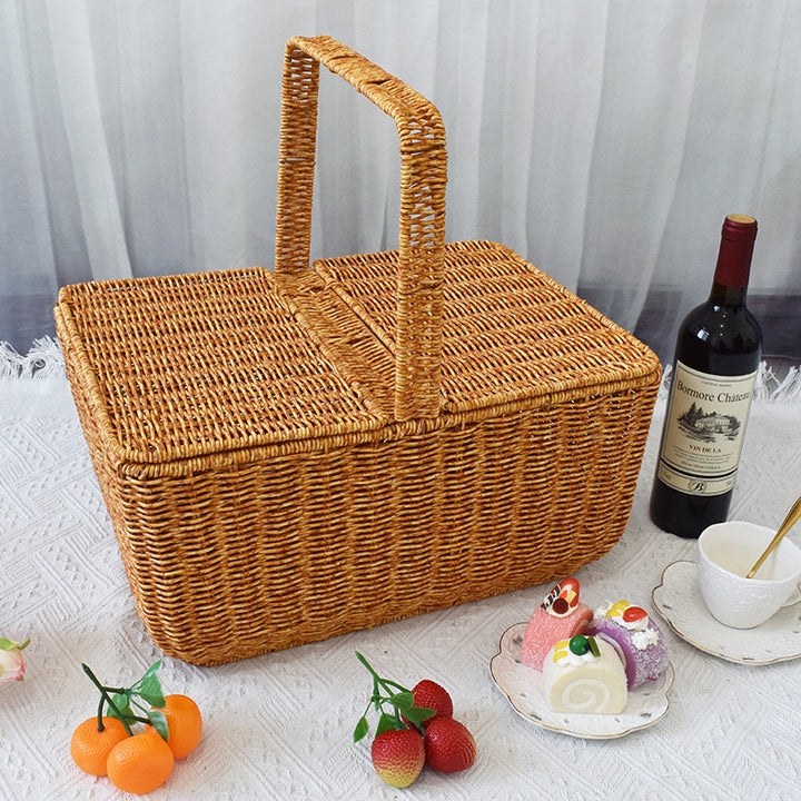 Handcrafted Natural Wicker Picnic Basket Bowlift