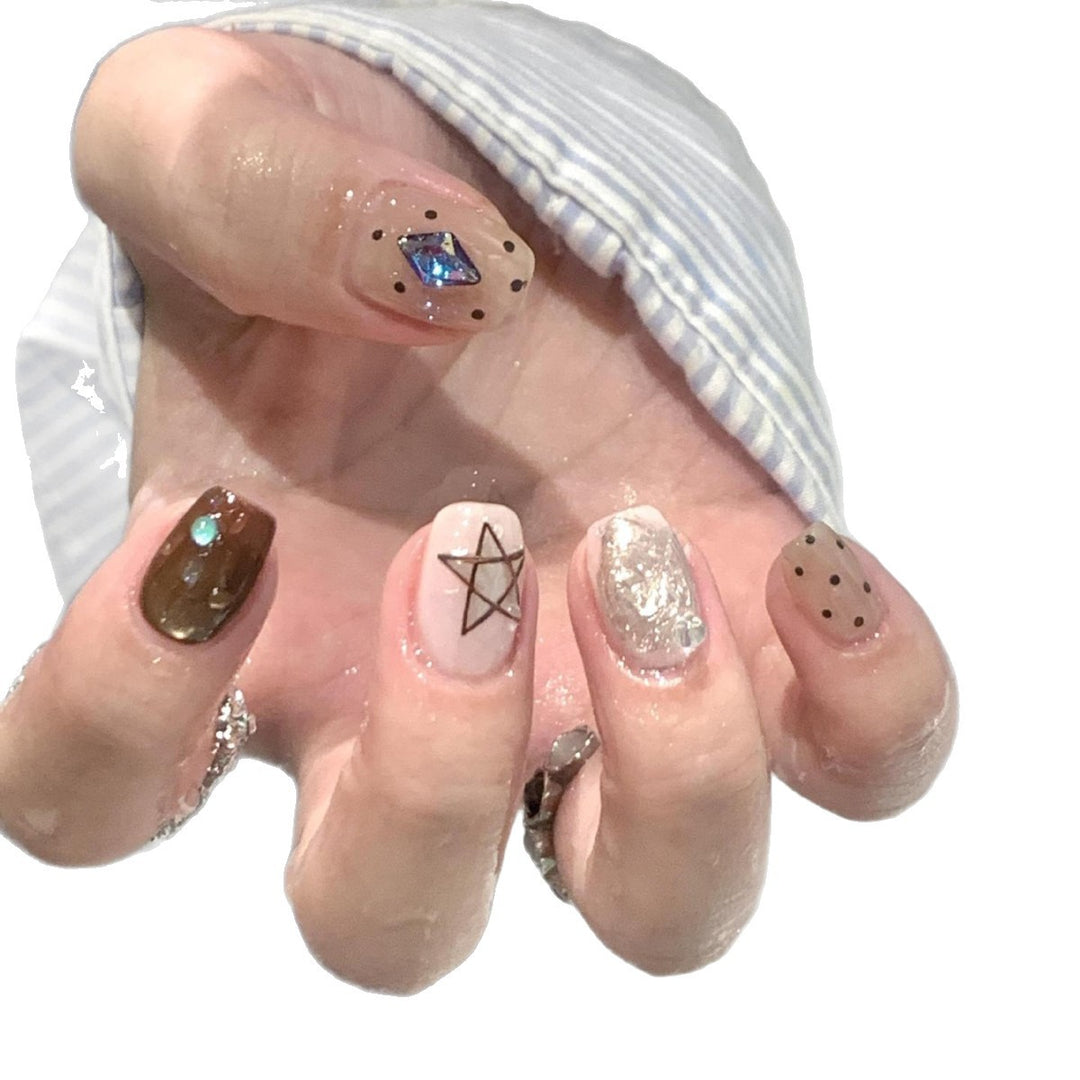 Artificial Nail Set with Creative Geometric and Sparkling Accents Bowlift