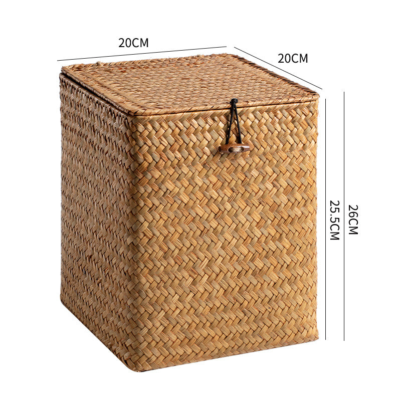 Unisex Rectangular Storage Basket with Lid made of Natural Material Bowlift