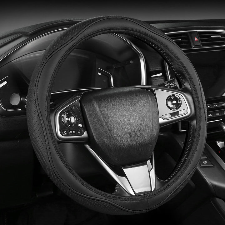 Premium Perforated Leather Steering Wheel Cover with Anti-Slip Cushion Bowlift
