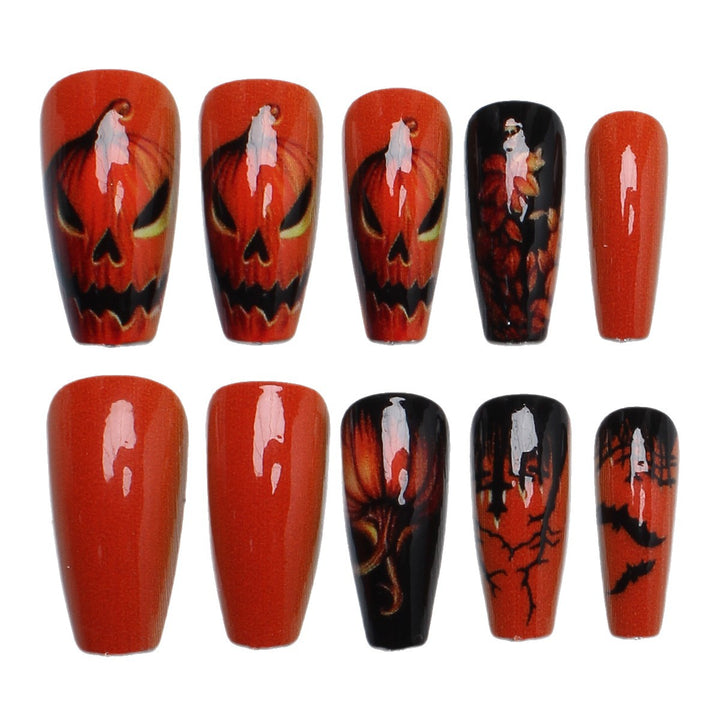 Creative nail art set with Halloween motif and glowing design Bowlift