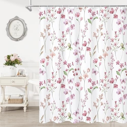 Floral Print Shower Curtain Bowlift