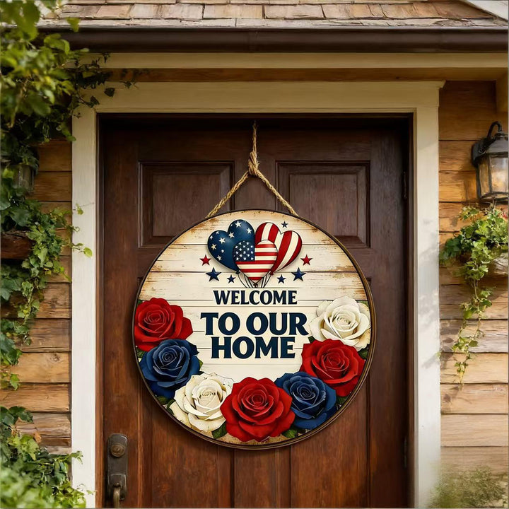 Unisex decorative satin door wreath with star pattern and multi-layered flower look Bowlift