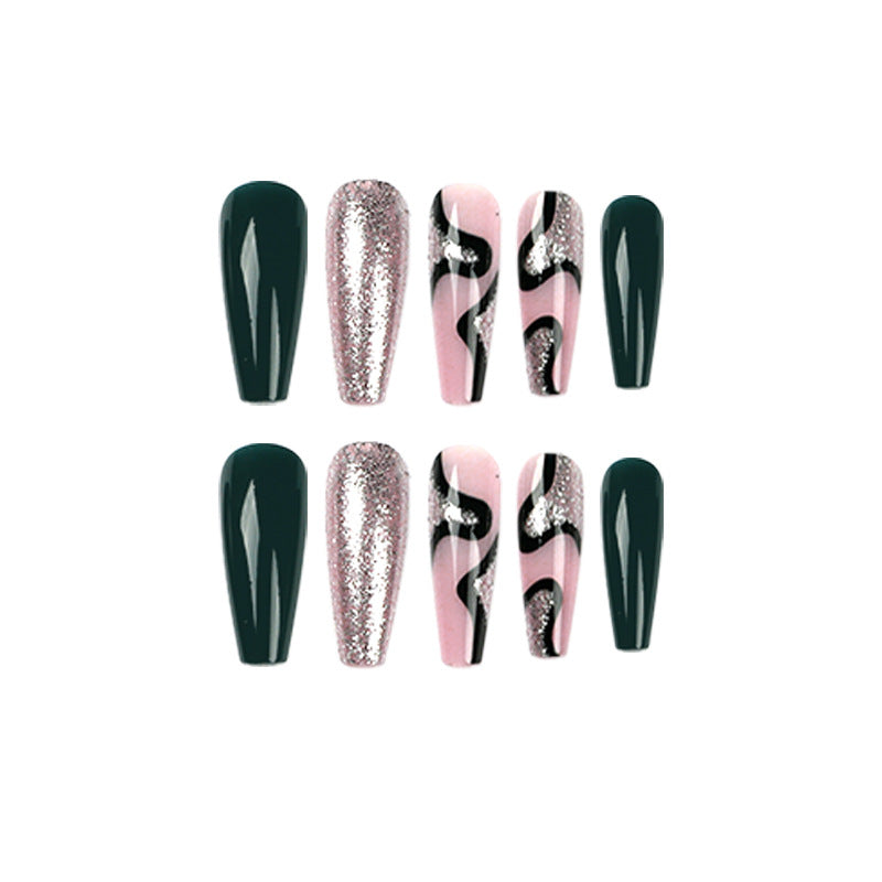 Artificial nail art with elegant glitter and gradient effects Bowlift