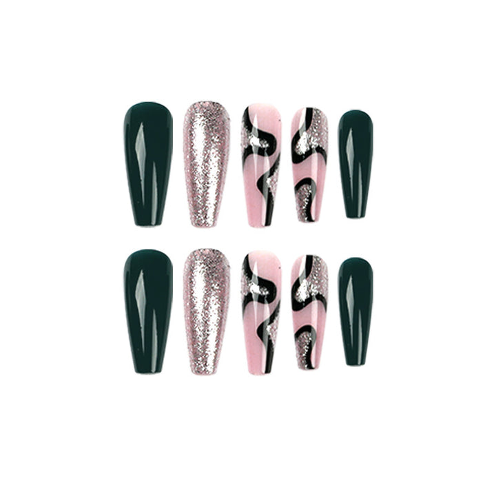 Artificial nail art with elegant glitter and gradient effects Bowlift