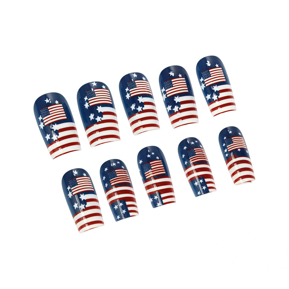Artificial nails with patriotic flag motif Bowlift