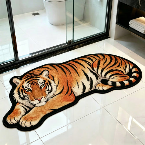 Plush Tiger-Shaped Carpet