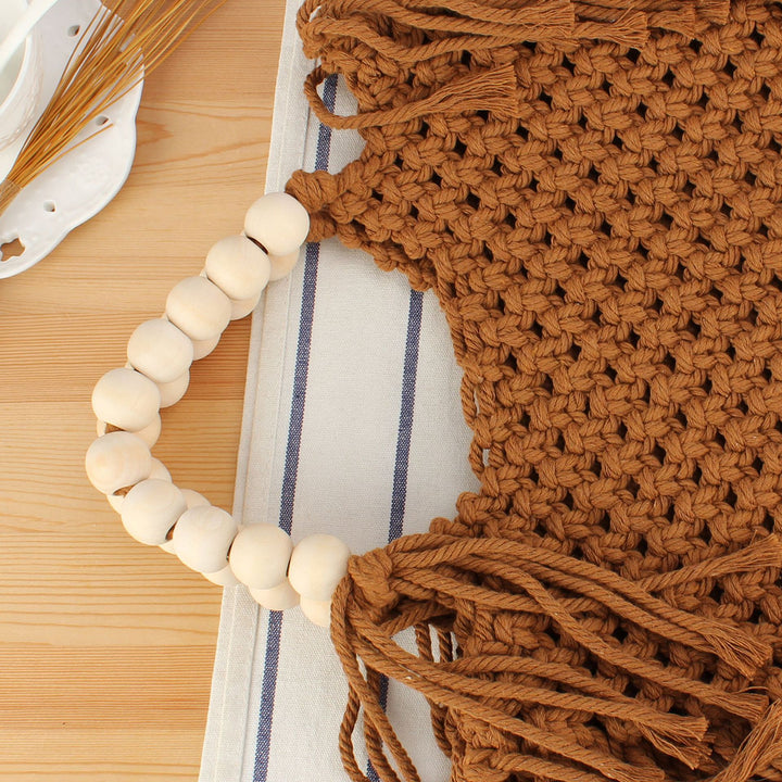 Hand-knotted tote bag with decorative fringes Bowlift