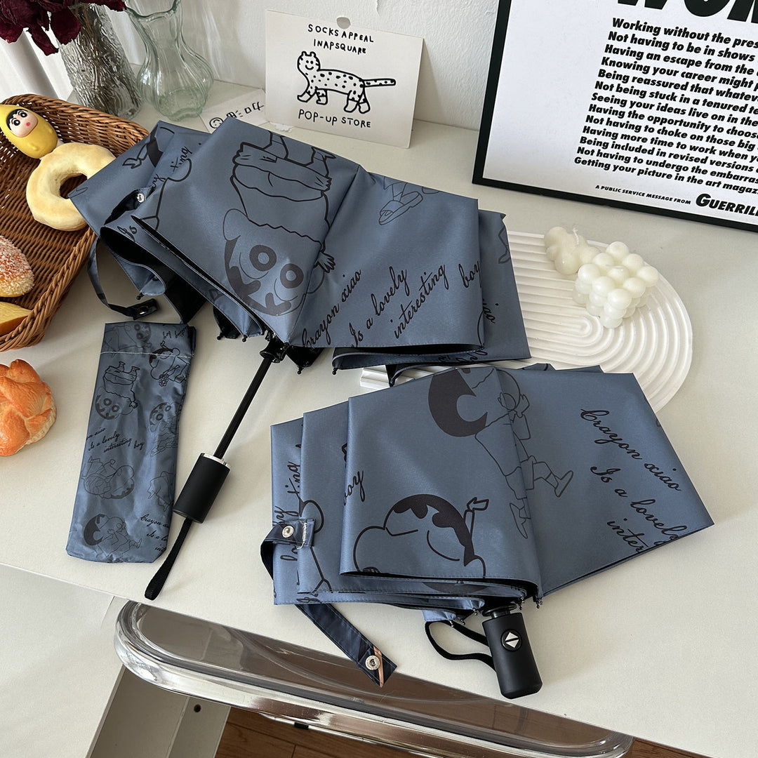 Women's Automatic Umbrella with Creative Comic Design Bowlift