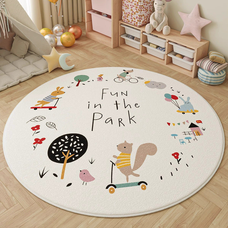 Round Alphabet Playroom Rug Soft Non-Slip Educational Floor Mat Bowlift