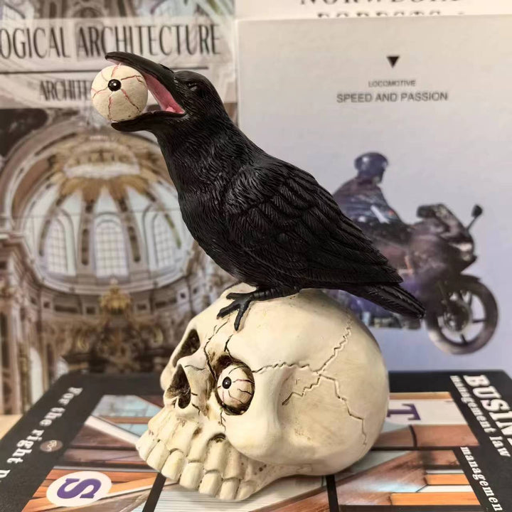 Decorative figure with raven on skull Bowlift