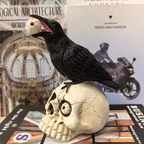 Decorative figure with raven on skull Bowlift