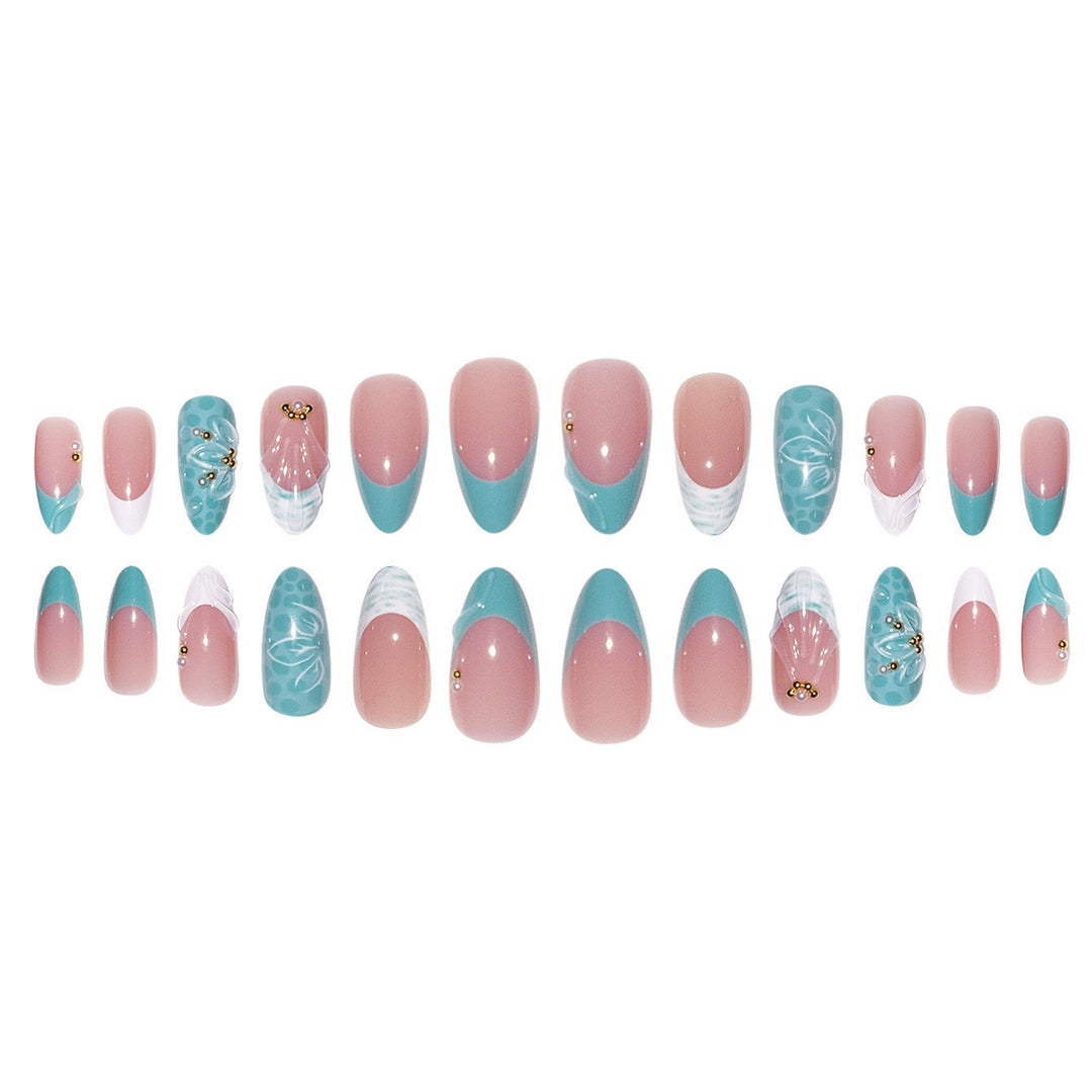 Decorative Floral Stiletto Press-On Nails Bowlift