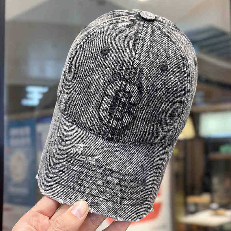 Men's Distressed Denim Baseball Cap Bowlift 1784188308