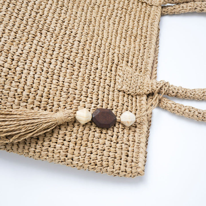 Handmade basket bag with unique fringe pendant Bowlift