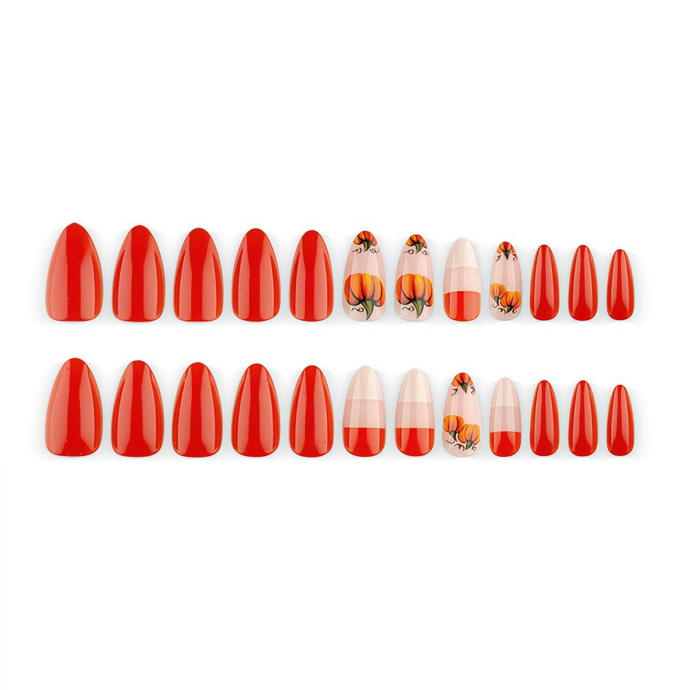 Artificial nails in autumn pumpkin design Bowlift