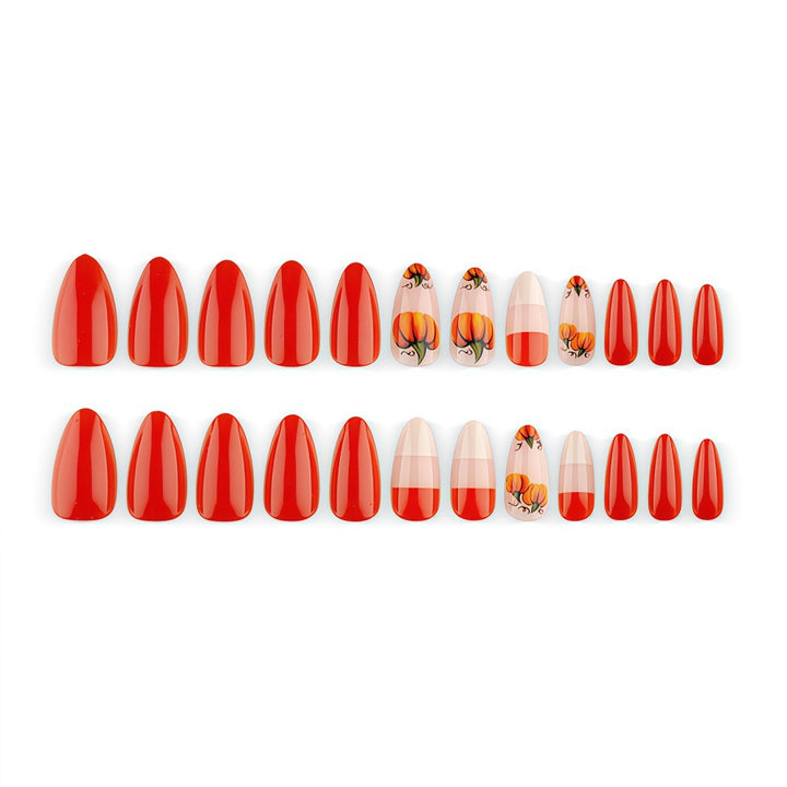 Artificial nails in autumn pumpkin design Bowlift