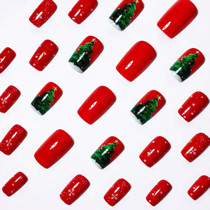 Festive 3D Christmas Tree Nail Art Bowlift