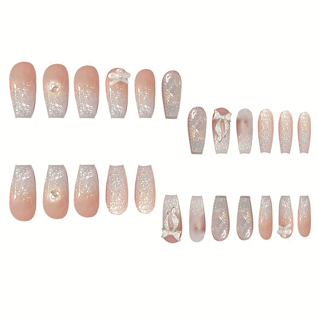Glittery Bow-Embellished Press-On Nails Bowlift