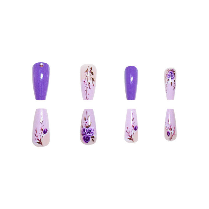 Elegant Floral 3D Press-On Nail Extensions Bowlift