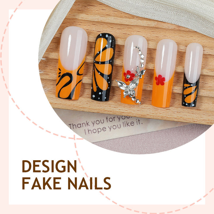 Creative nail set with shimmering floral and geometric designs Bowlift