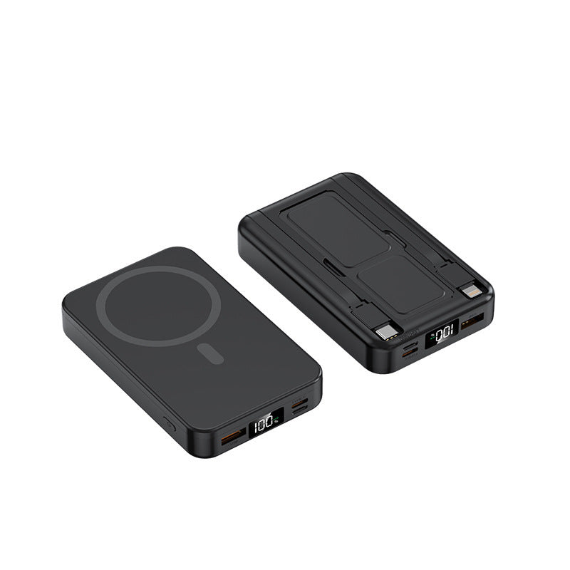 Portable power bank with integrated Qi charging function and digital capacity display Bowlift