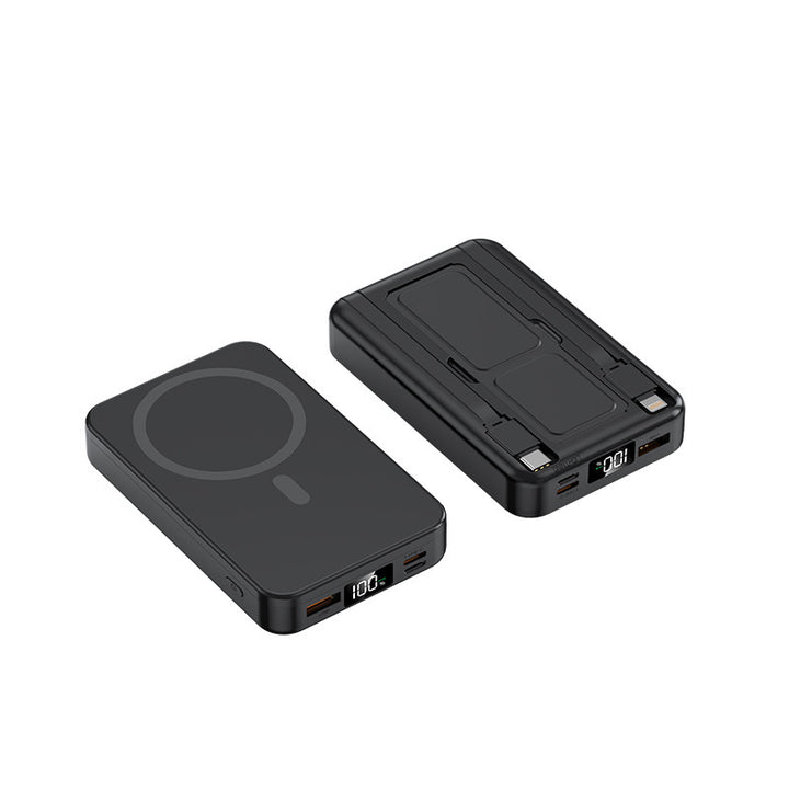 Portable power bank with integrated Qi charging function and digital capacity display Bowlift