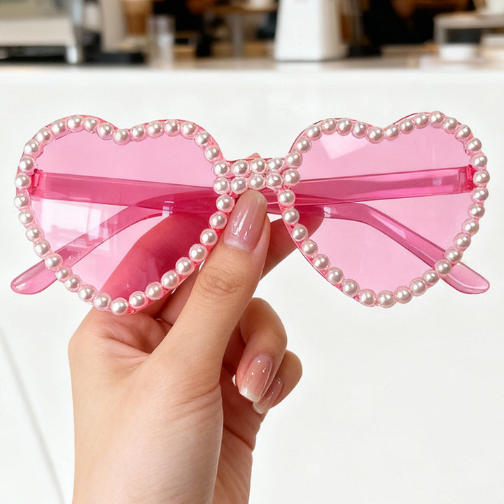 Heart-Shaped Pearl-Accent Sunglasses Bowlift