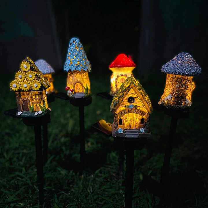Solar Mushroom House Garden Stake Light With Rechargeable Battery Bowlift