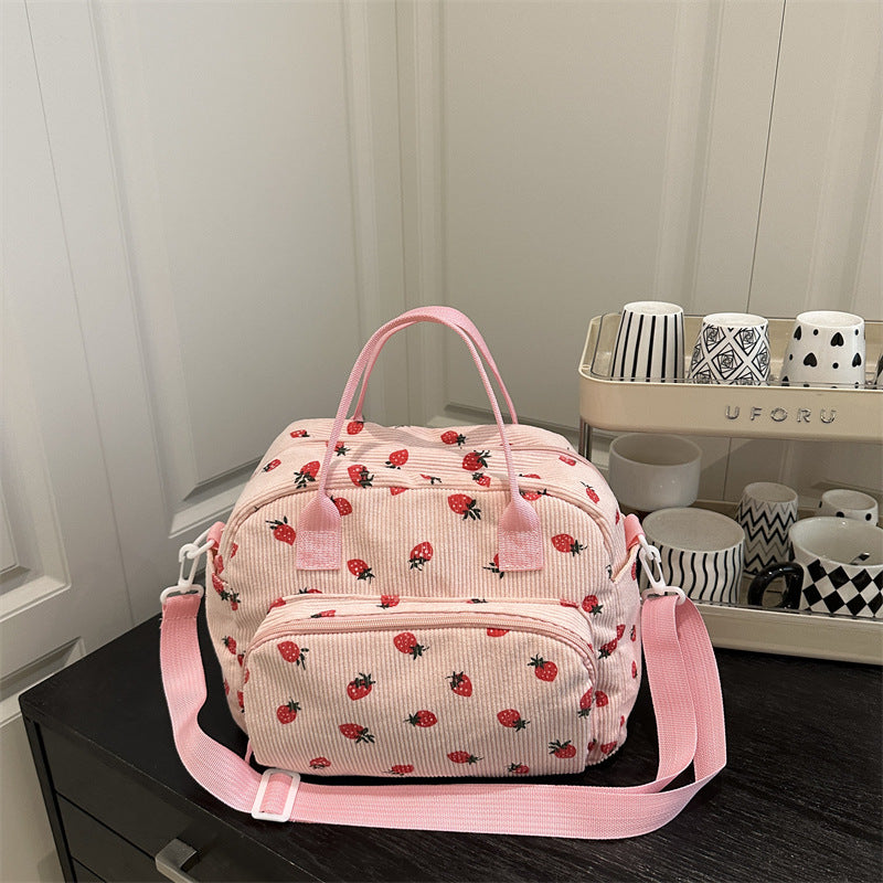 WoPlayful Strawberry Print Crossbody Bag Bowlift