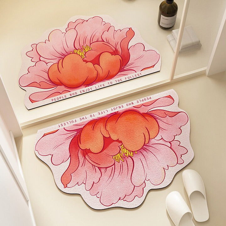 Floral Pattern Bath Mat Bowlift