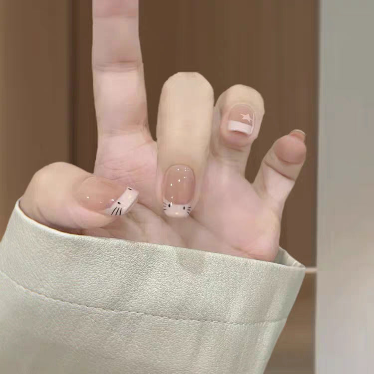 Cute Cat-Themed Press-On Nail Set Bowlift