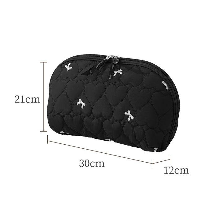 Heart-Quilted Makeup Pouch Bowlift