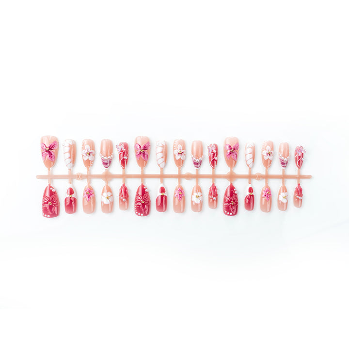 Elegant artificial nails with floral designs Bowlift