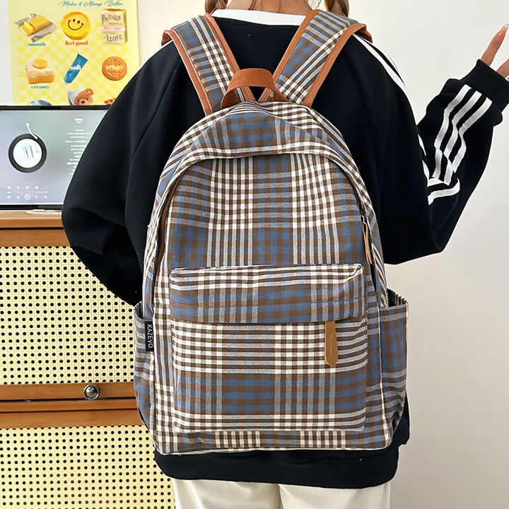 Plaid Patterned Casual Backpack Bowlift