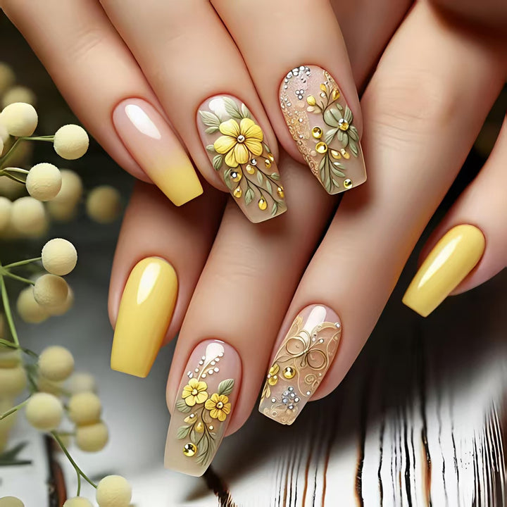 Decorative Floral Acrylic Nail Art Bowlift