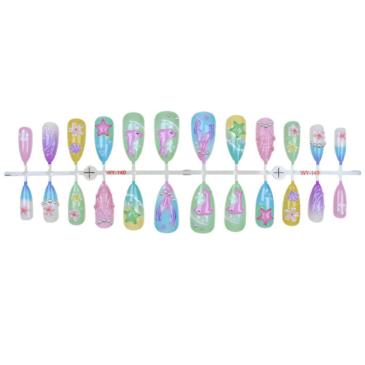 Artistic Ocean-Themed Press-On Nail Set Bowlift